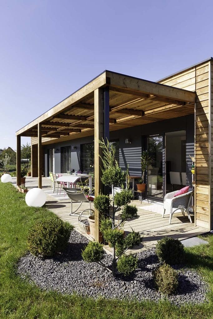 terrasse maison bois toit plat