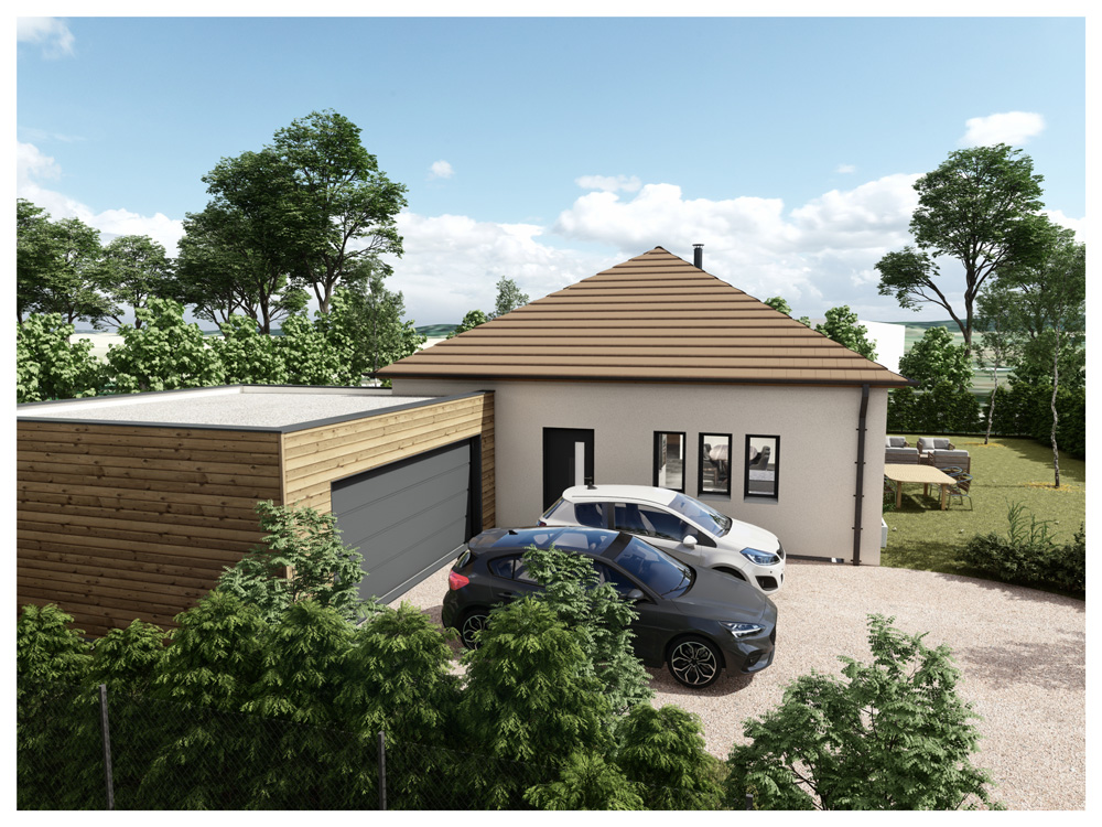 un garage accompagne cette construction